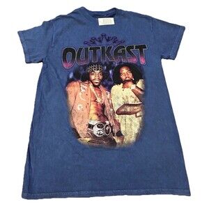 Outkast Graphic Band T-Shirt Small Blue 2003 Hip Hop Rap Duo Andre 3000 Big Boi